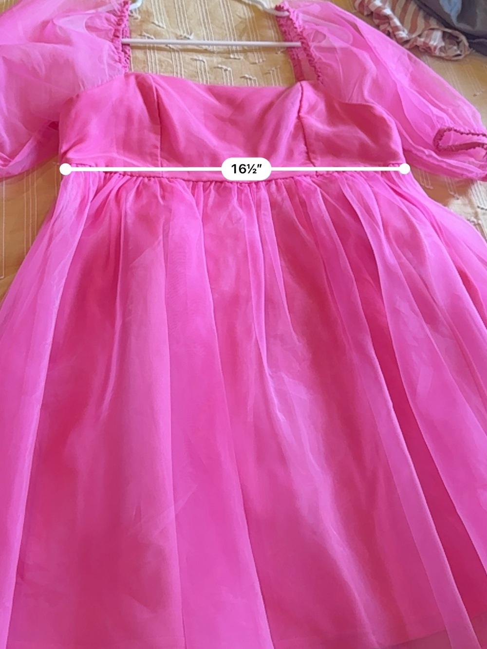 TCEC Hot Pink Mini Dress with Puff Sleeves - Picture 6 of 6